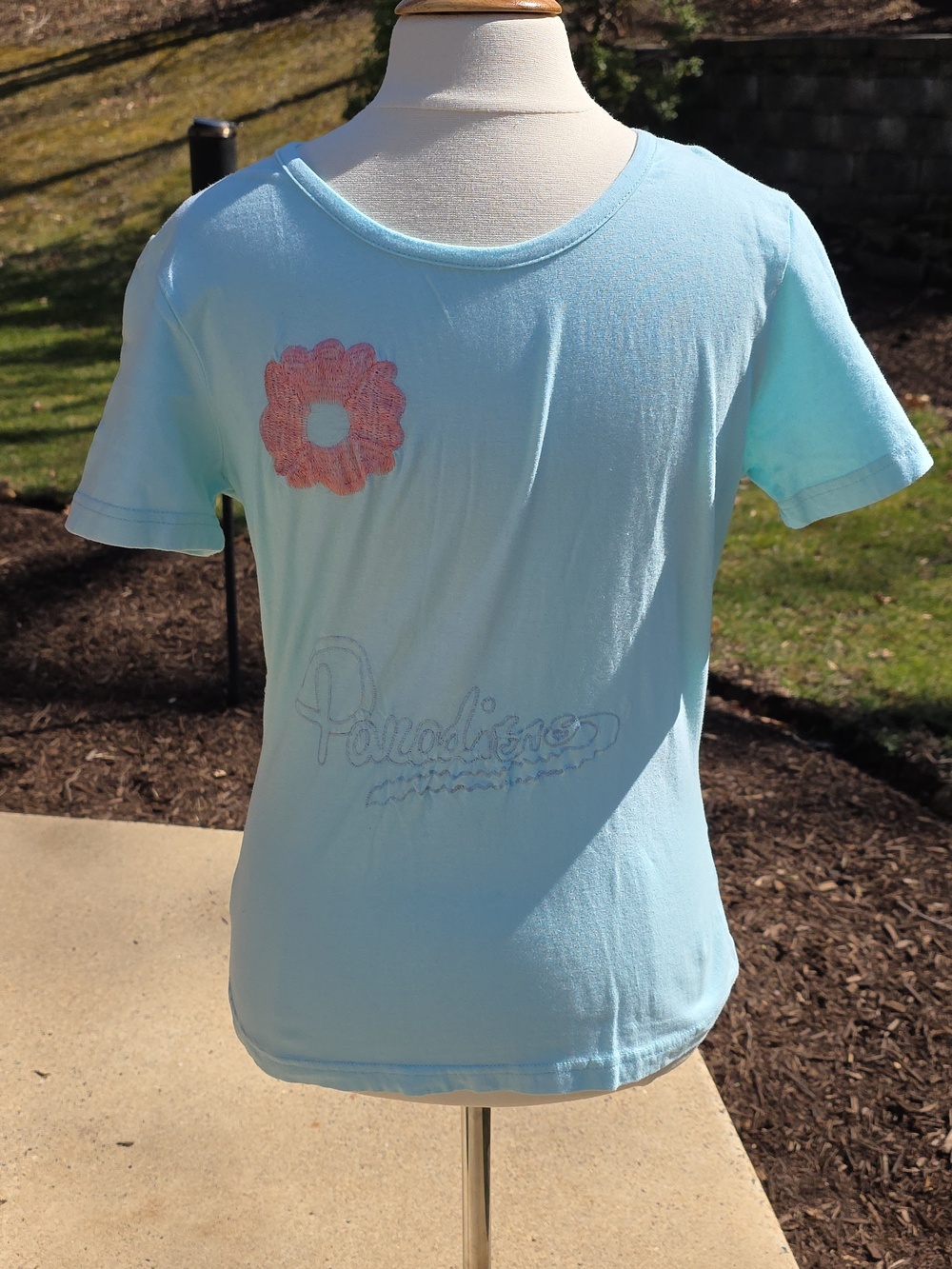 Tokyo Denim Blue Embriodered Paradise Tee